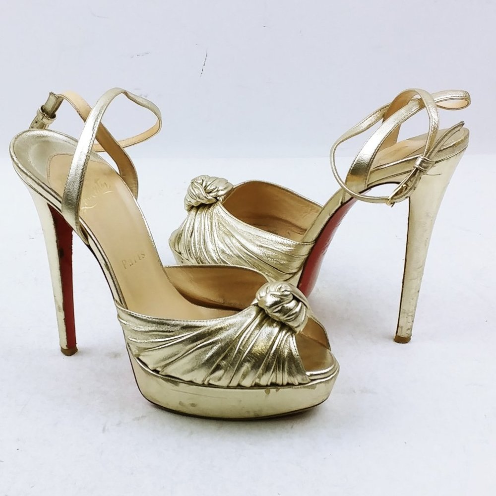 Christian Louboutin Women's Gold 5" stiletto Heels Size 7.5 (Posh37)